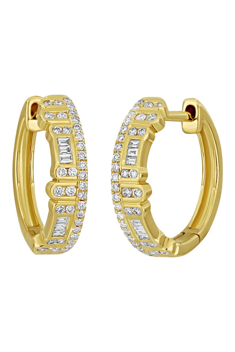 Florentine 18K Gold Diamond Huggie Hoop Earrings, Main, color, 18K YELLOW GOLD