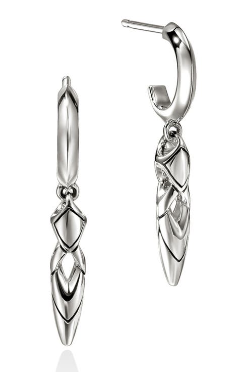Naga Drop Earrings, Sterling Silver