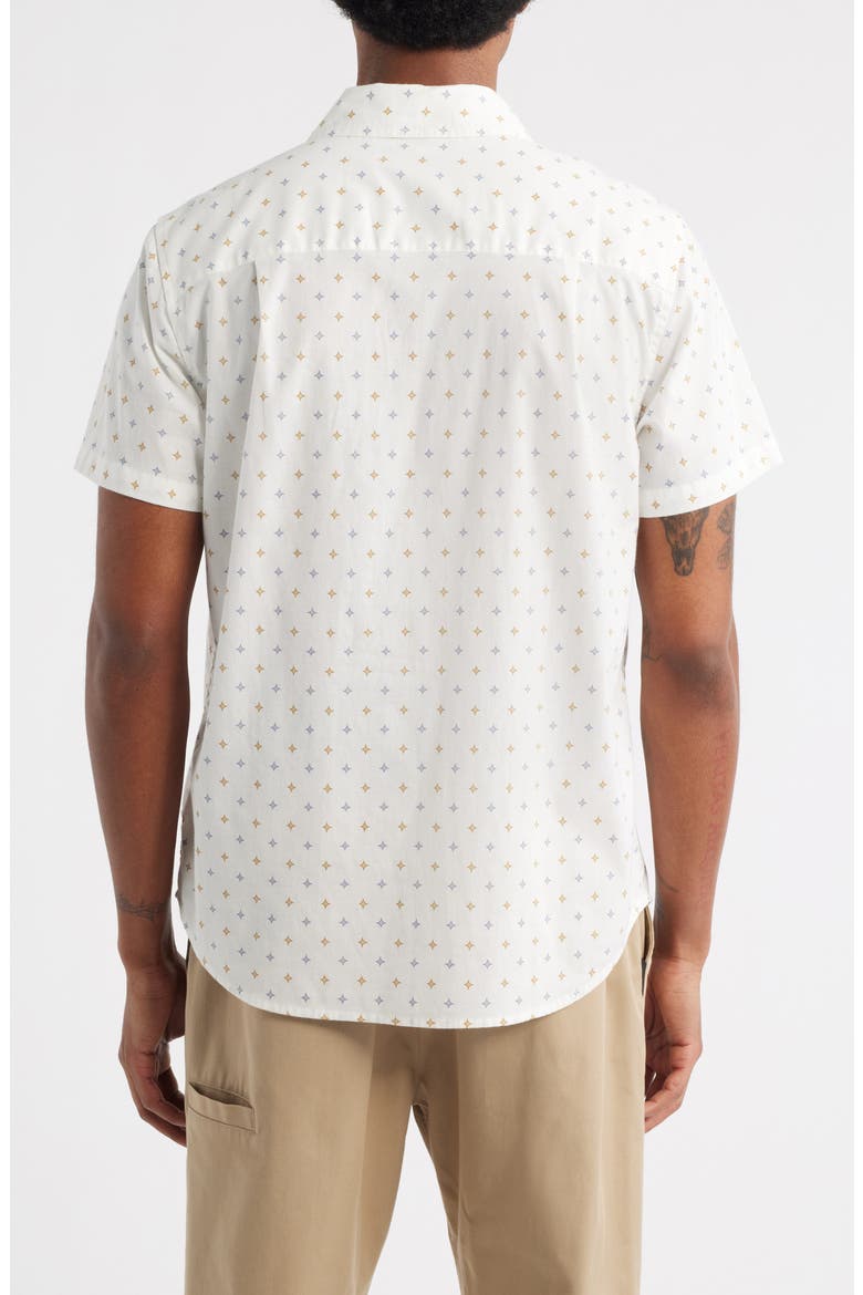Charter Print Short Sleeve Button-Up Shirt, Alternate, color, OFF WHITE/ MULTI DIAMOND TILE