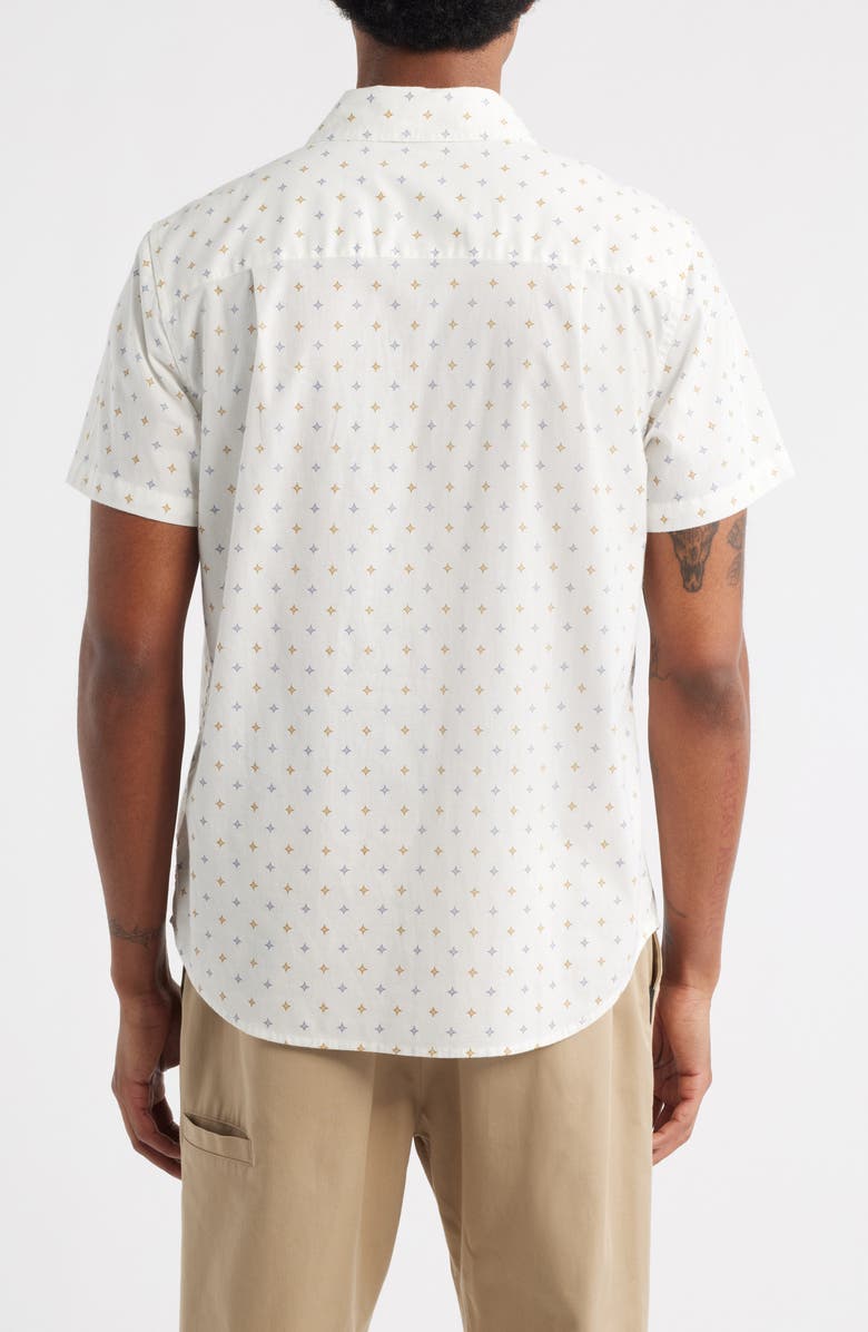 Brixton Charter Print Short Sleeve Button-Up Shirt, Alternate, color, Off White/ Multi Diamond Tile