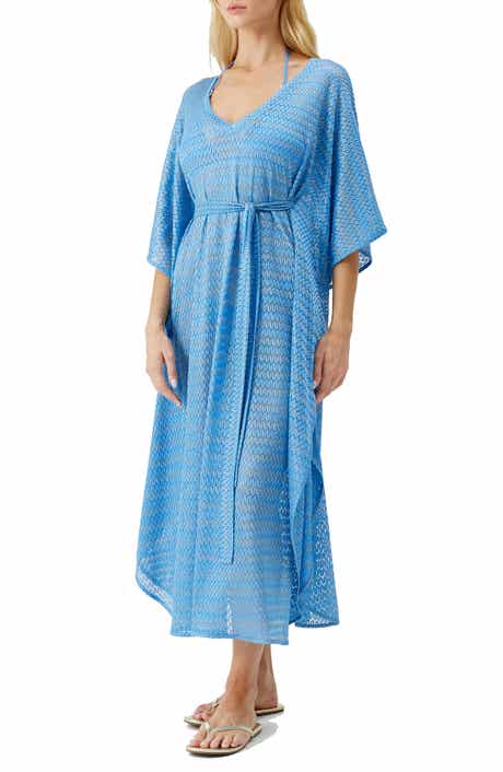 Melissa Odabash June Mixed Stitch Tie Waist Cover-Up Maxi Dress