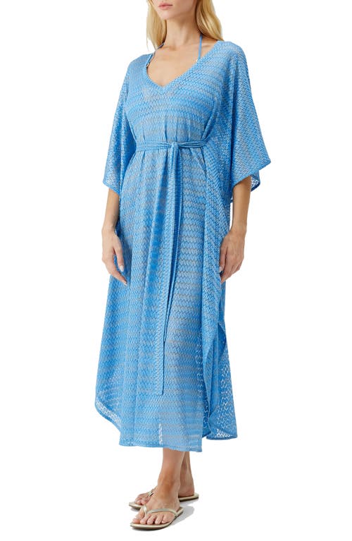Melissa Odabash June Mixed Stitch Tie Waist Cover-up Maxi Dress In Ocean