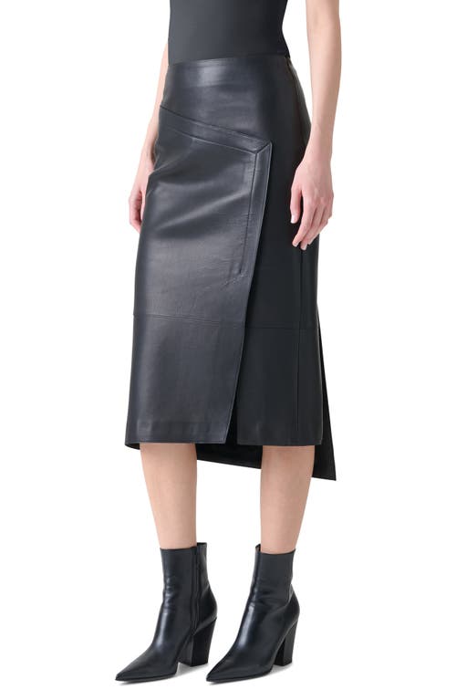 Akris Asymmetric Trapezoid Nappa Leather Midi Skirt In Black