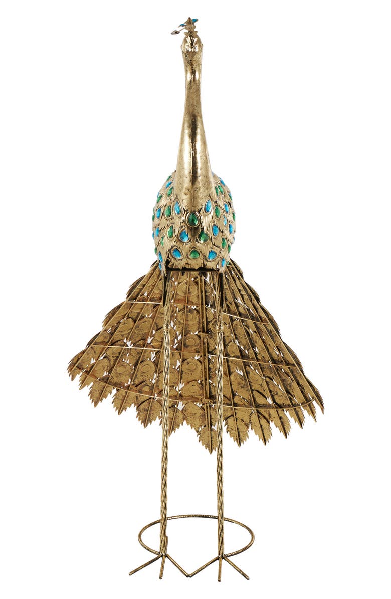 UMA Crystal Peacock Garden Sculpture, Alternate, color, Goldtone