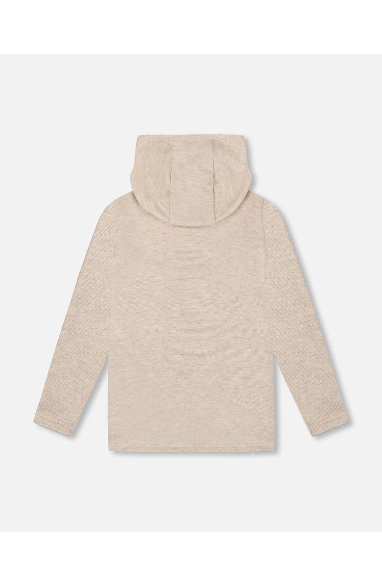 Deux par Deux Long Sleeve Super Soft Brushed Jersey Hooded Tee Heather, Alternate, color, Heather Beige Gray