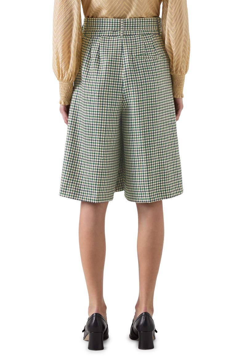 Daphne Belted Houndstooth Wool Bermuda Shorts, Alternate, color, GREEN MULTI