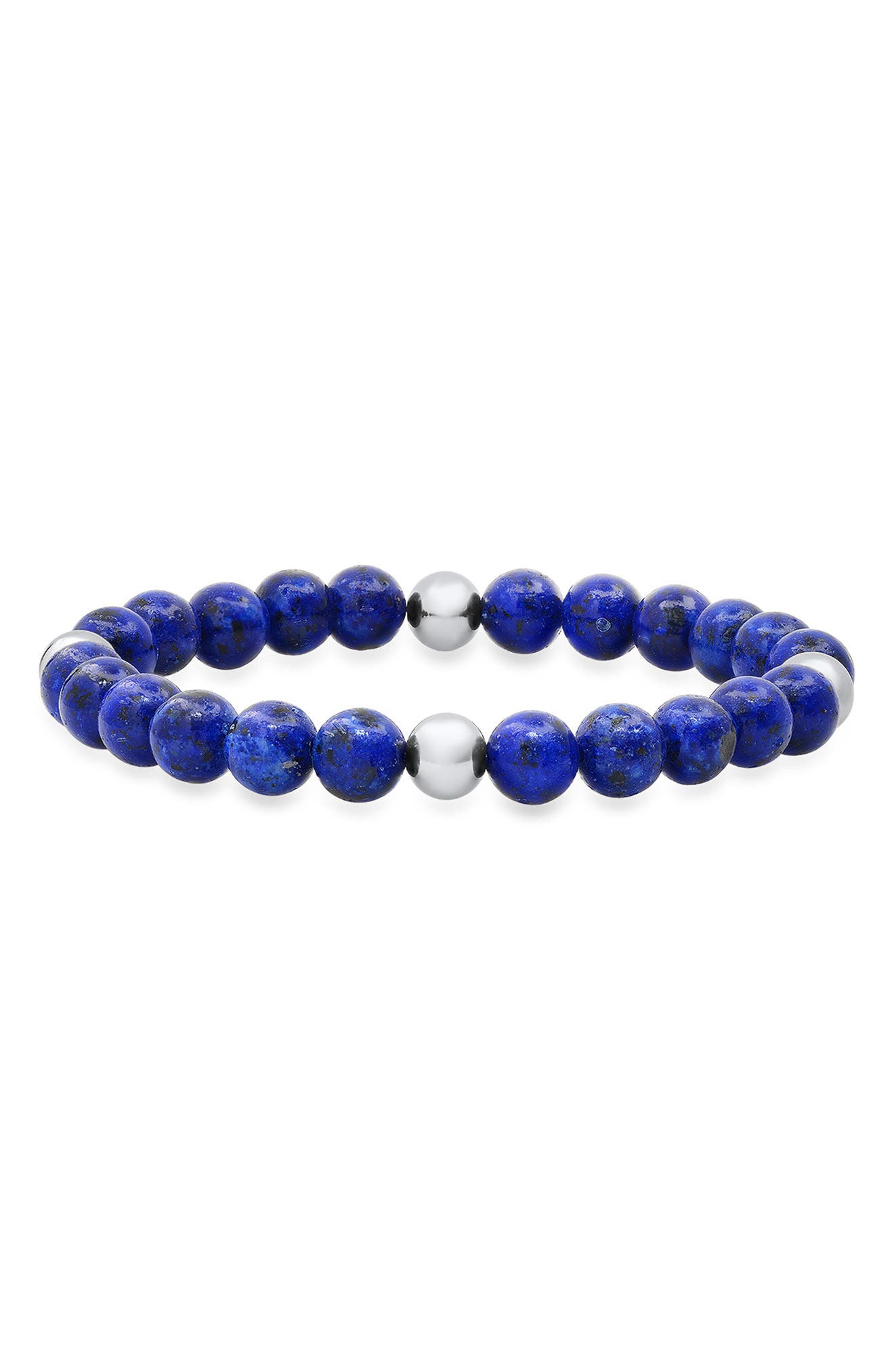HMY JEWELRY Stainless Steel and Blue Bead Bracelet