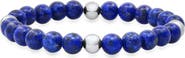 HMY JEWELRY Stainless Steel and Blue Bead Bracelet