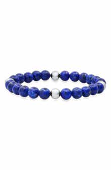 HMY JEWELRY Stainless Steel and Blue Bead Bracelet
