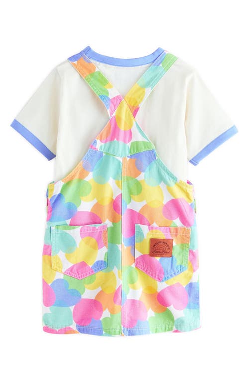 Little Bird Kids' Confetti Overall Dress & T-shirt Set In Pink/blue Multi