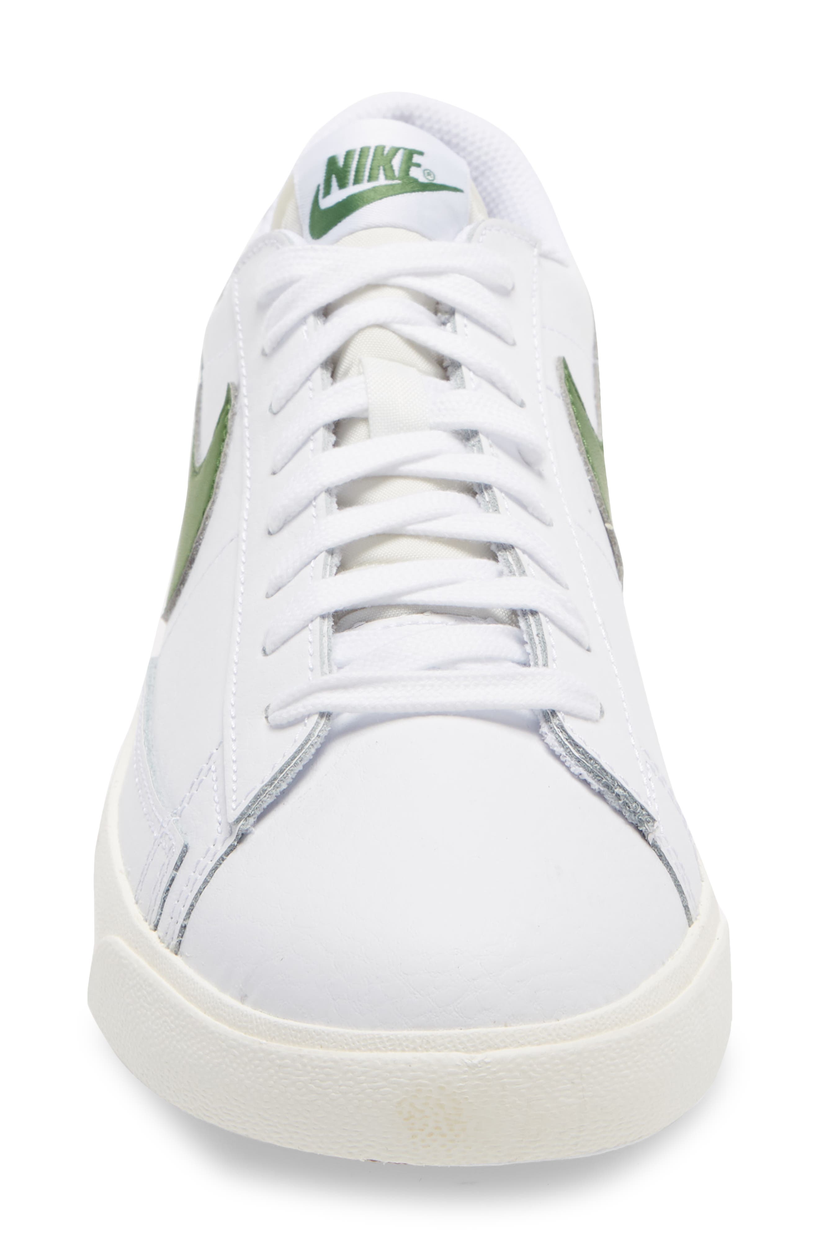 Blazer Low Leather Sneaker, Alternate, color, WHITE/ FOREST GREEN/ SAIL