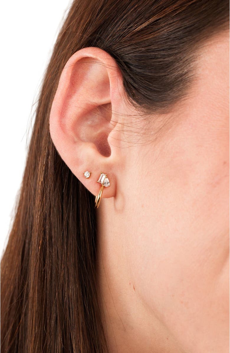 MADE BY MARY Toi et Moi Hoop Earrings, Alternate, color, Gold Vermeil