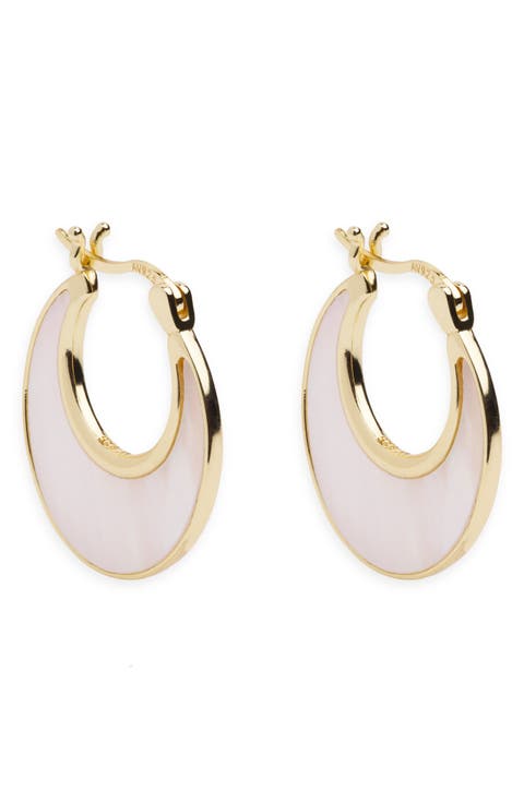 Mother-of Pearl Crescent Hoop Earrings