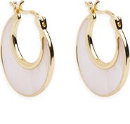 Argento Vivo Sterling Silver Mother-of Pearl Crescent Hoop Earrings