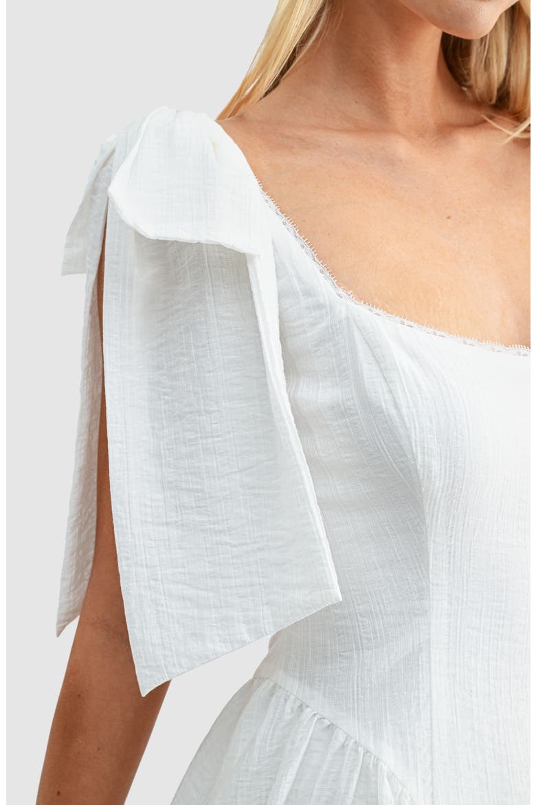 Tie Shoulder Fit & Flare Minidress, Alternate, color, WHITE