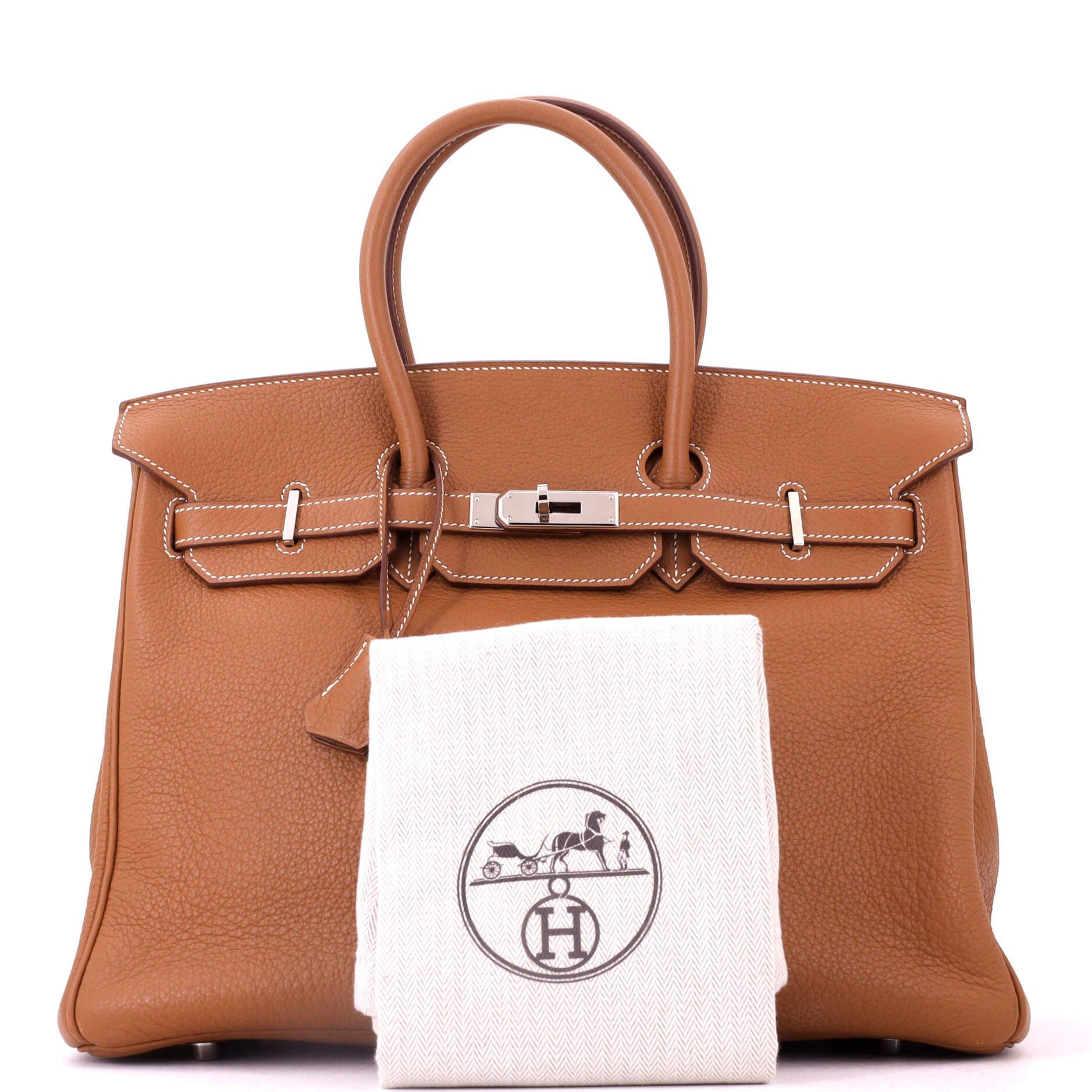 Birkin Handbag Brown Clemence with Palladium Hardware 35, Alternate, color, Metallic Gold
