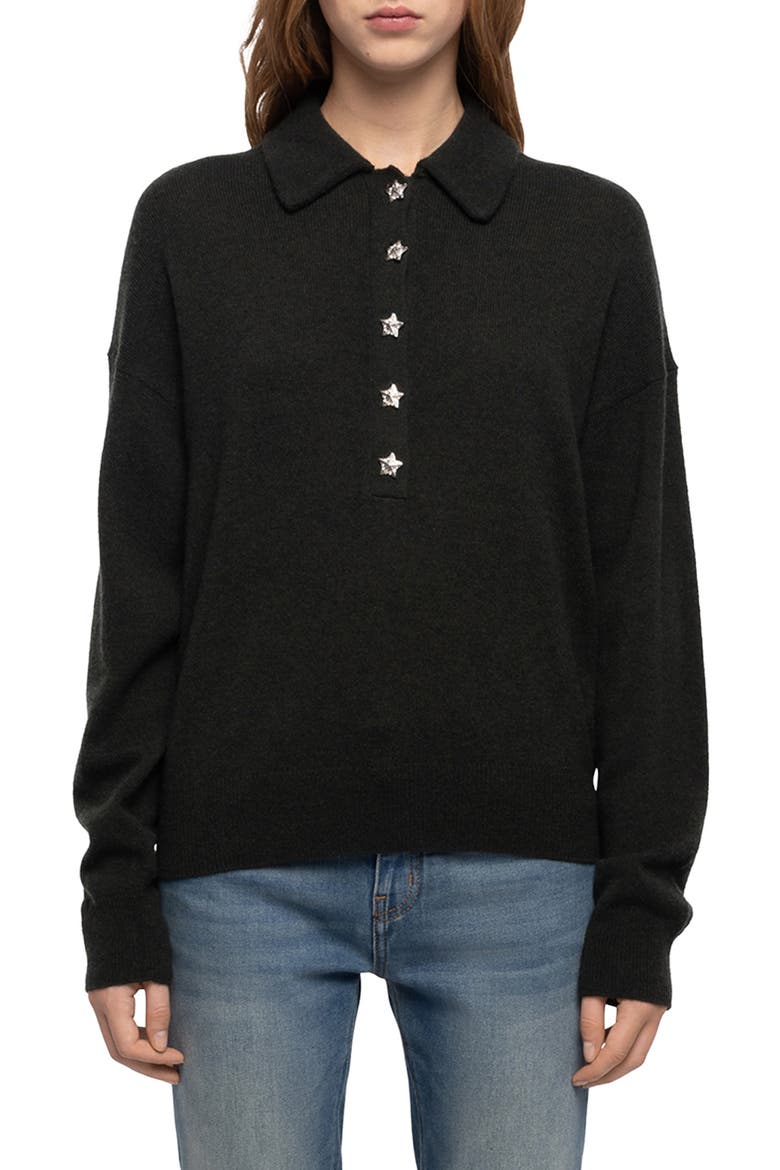 Soula Cashmere Polo Sweater, Main, color, GLOOM