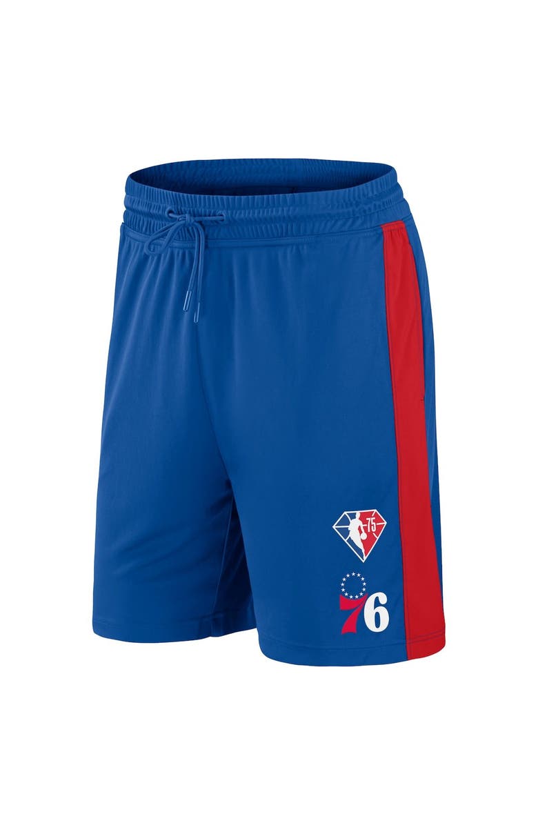 FANATICS Men's Fanatics Branded Royal Philadelphia 76ers 75th Anniversary Downtown Performance Practice Shorts, Alternate, color, 