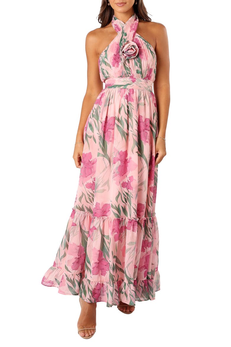 Lennon Floral Halter Gown, Main, color, PINK FLORAL