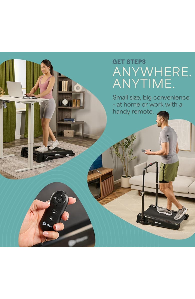 Lifepro Mini Walking Pad Treadmill with Incline Compact Under Desk Treadmill for Home & Office, Alternate, color, Black With Handle