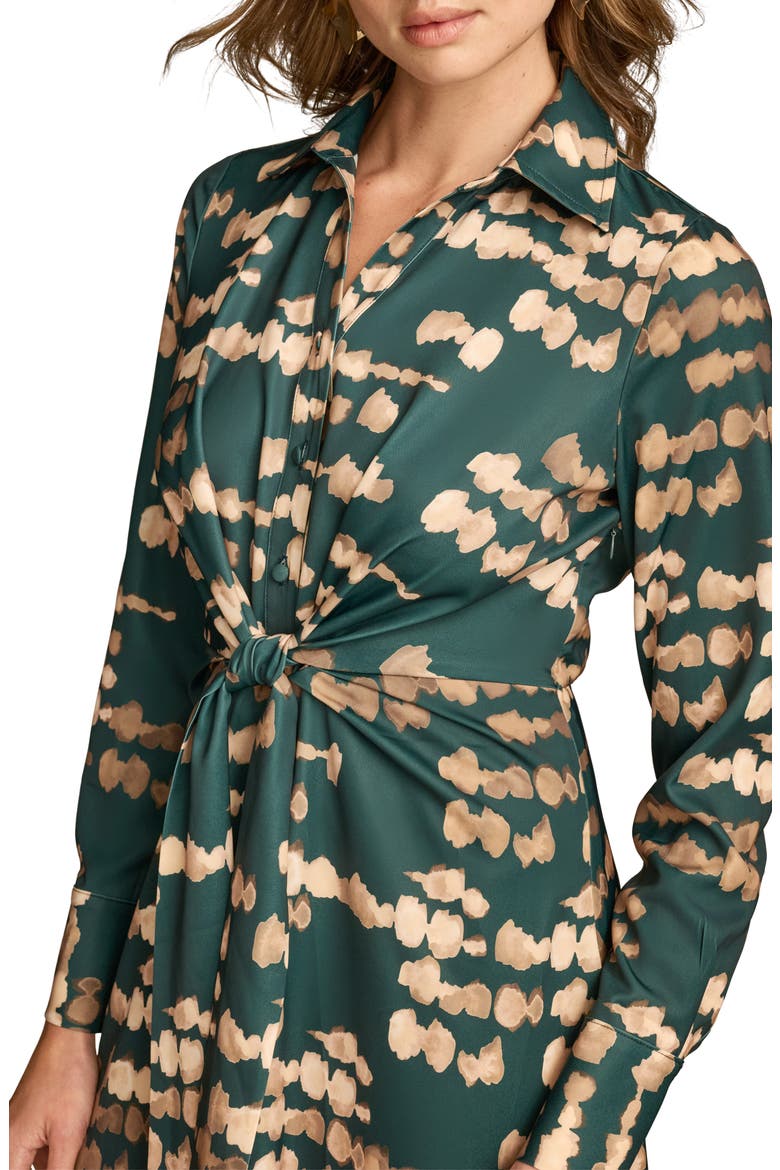 Abstract Print Long Sleeve Shirtdress, Alternate, color, SPRUCE/ GOLD MULTI