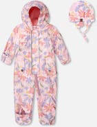 Deux par Deux Baby Mid-Season One-Piece Flower Print Outerwear with Hat