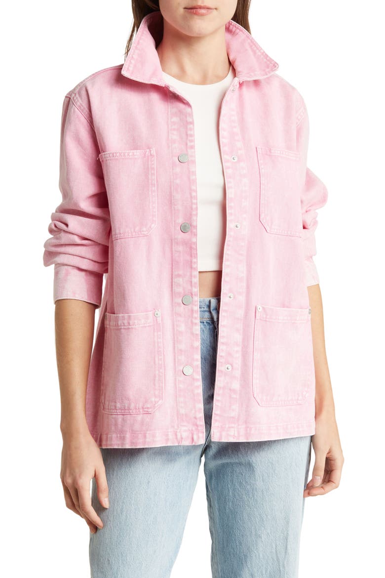 Garment Dye Acid Wash Twill Shirt Jacket, Main, color, STRAWBERRY POPSICLE