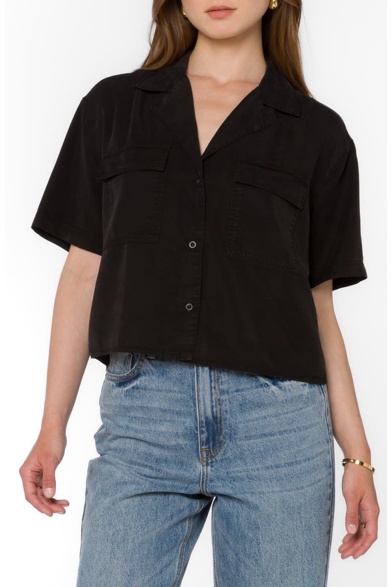Lenora Utility Cropped Shirt, Main, color, BLACK