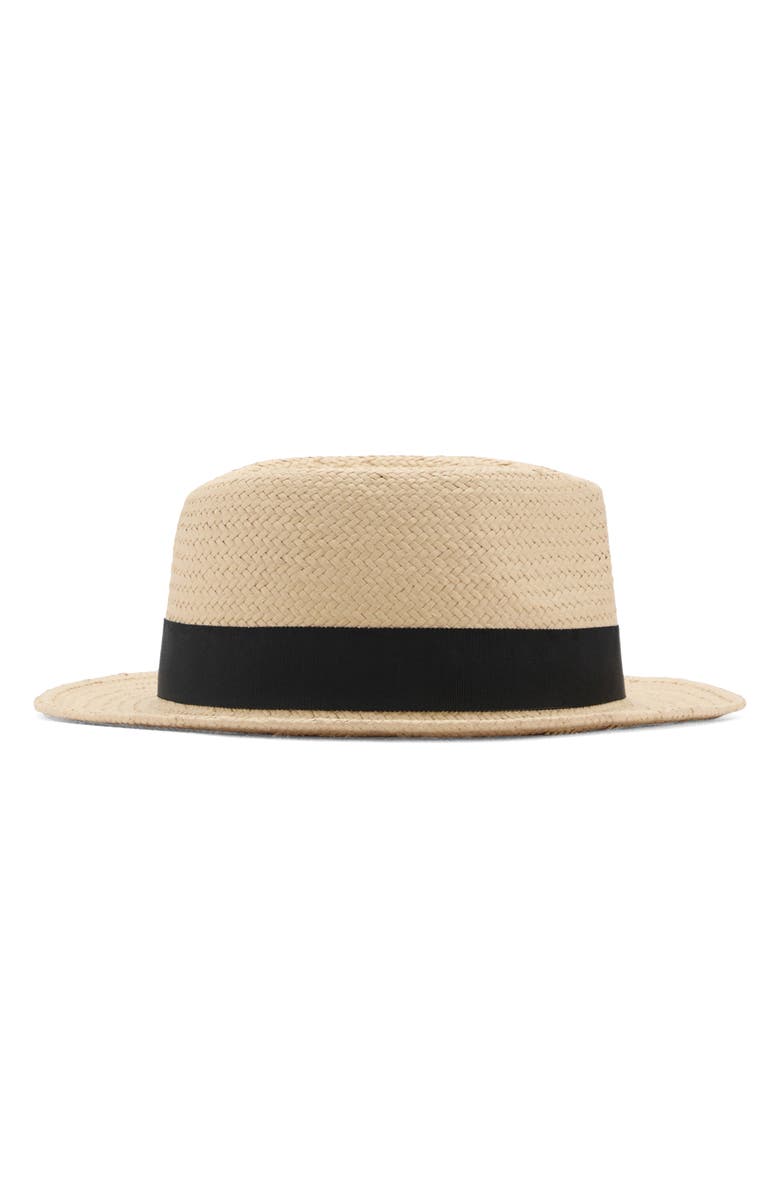 MANGO Woven Straw Fedora, Main, color, Beige