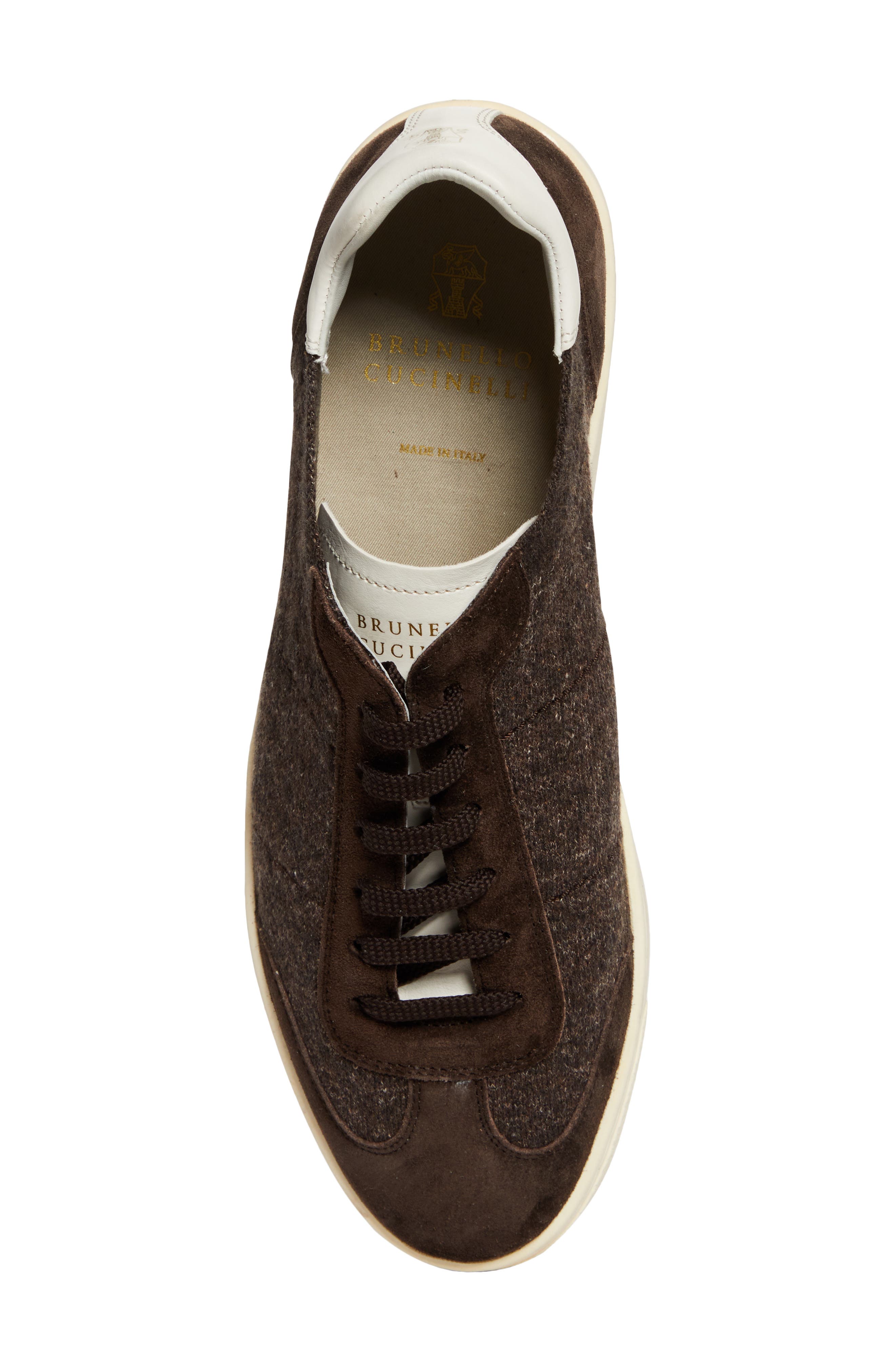 Brunello Cucinelli Mixed Media Low Top Sneaker, Alternate, color, Cam27 Dark Brown