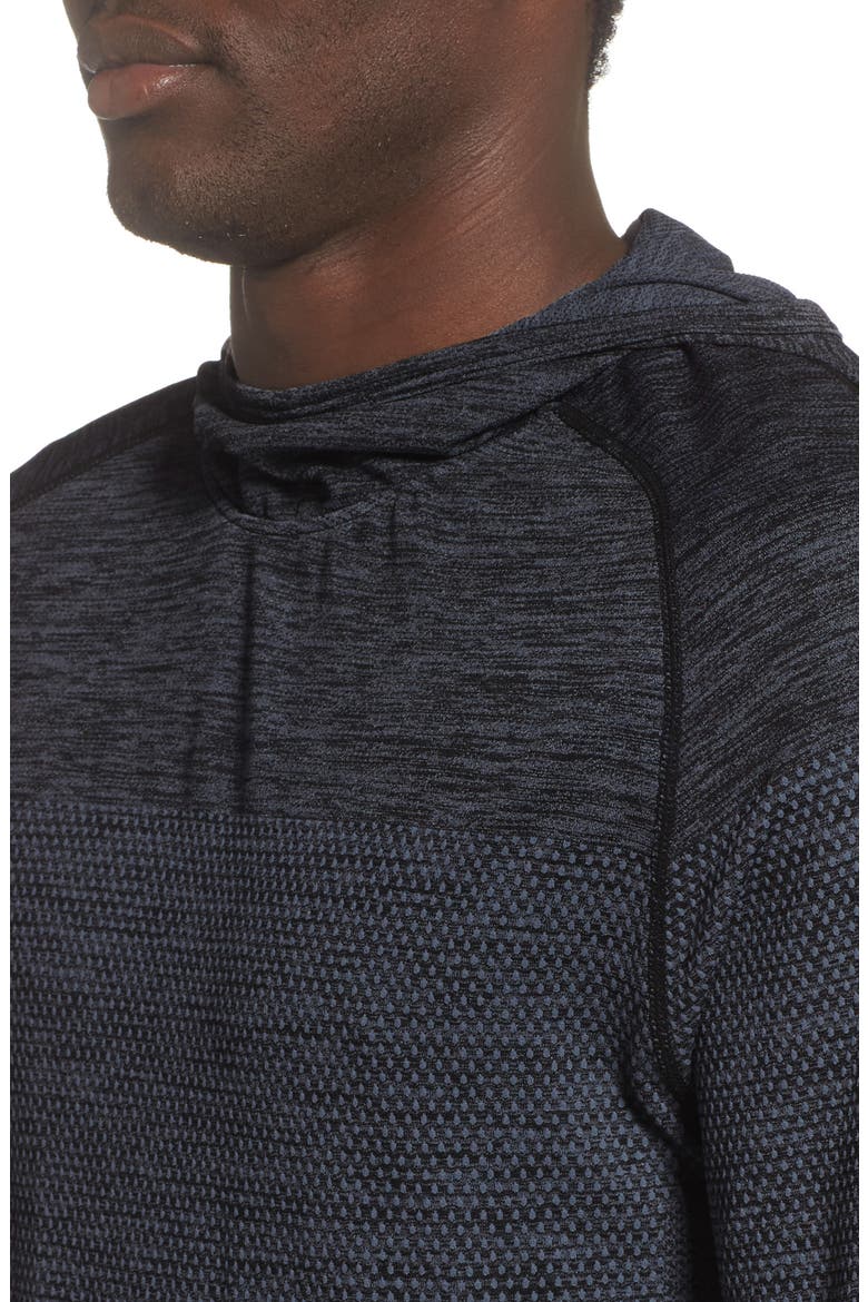 Seamless Performance Pullover Hoodie, Alternate, color, BLACK OXIDE MELANGE