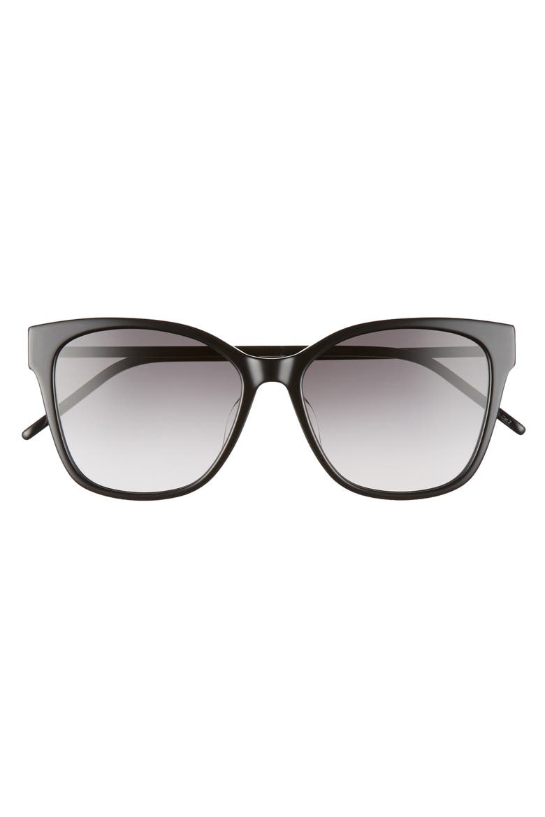 56mm Rectangular Sunglasses, Main, color, SHINY BLACK/ SMOKE GRADIENT