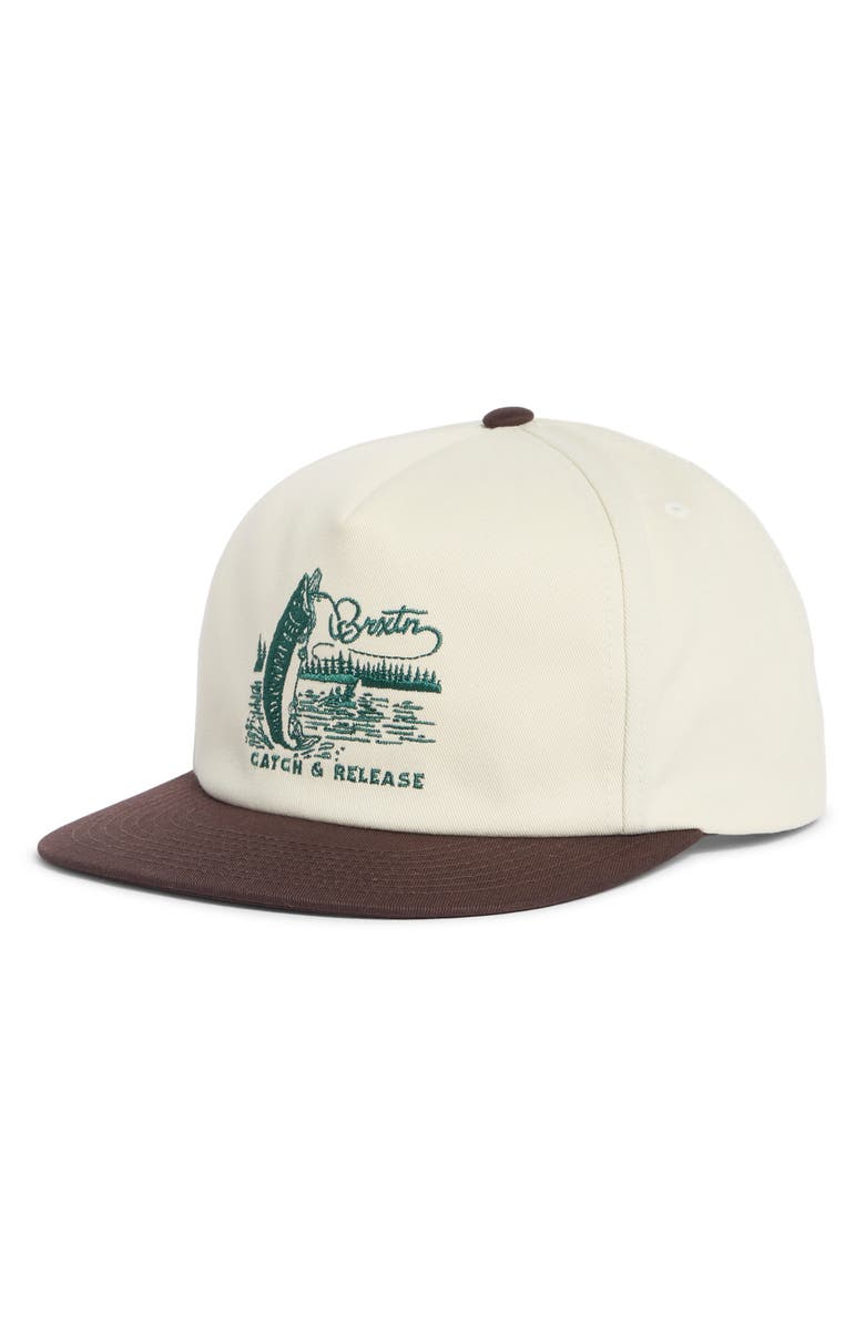 Brixton Catch & Release Snapback Baseball Cap, Main, color, Off White/ Brown