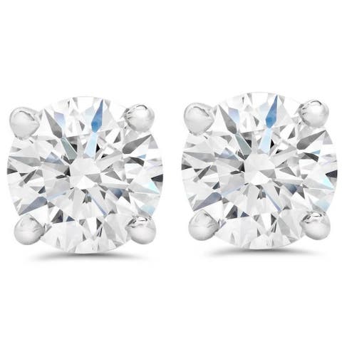 Certified 3Ct TW Diamond Studs 14k Gold Screw Backs Lab Grown