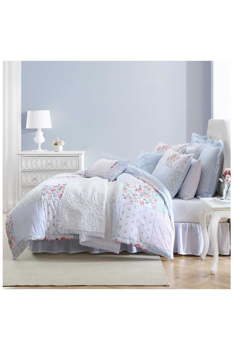 Hope Patchwork 7-Piece Cotton Comforter Set, Alternate, color, PINK/ GREEN/ BLUE