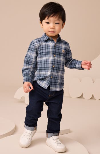 Kids' Check Cotton Flannel Button-Up Shirt