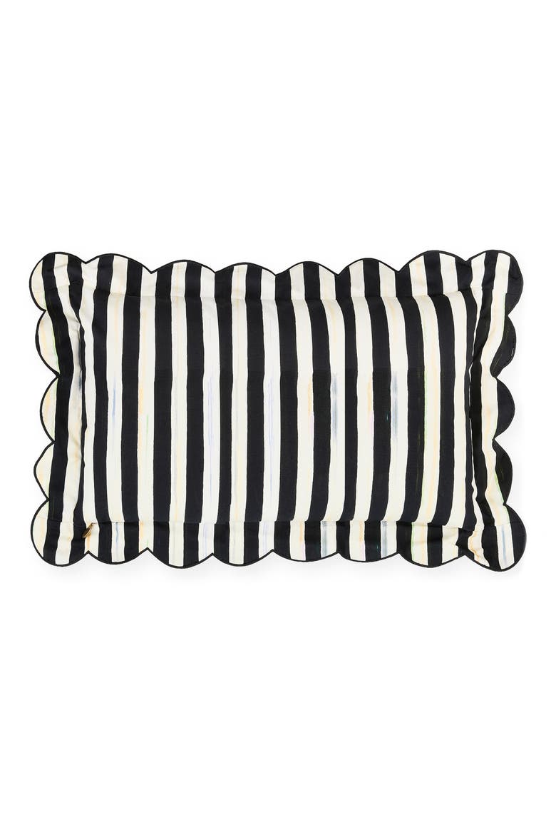 Courtly Check Reversible Scallop Lumbar Pillow, Alternate, color, BLACK