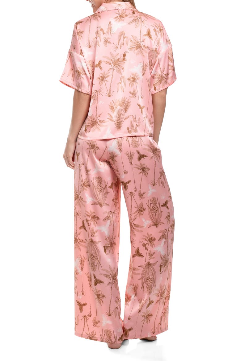 Tropical Print Button-Up Top & Pants Pajamas, Alternate, color, PINK