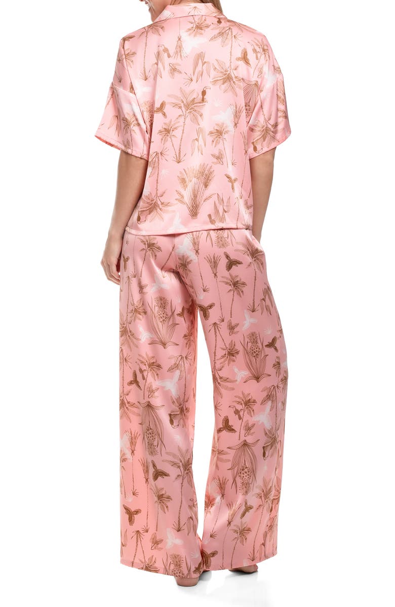 Midnight Bakery Tropical Print Button-Up Top & Pants Pajamas, Alternate, color, Pink