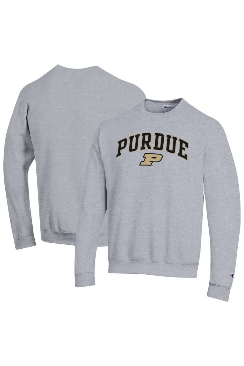 Men's Champion  Heather Gray Purdue Boilermakers Arch Over Logo Pullover Sweatshirt, Main, color, Heather Gray