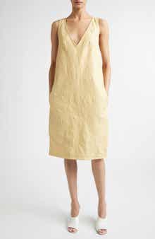 Crinkled Leather Shift Dress