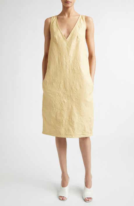 Crinkled Leather Shift Dress