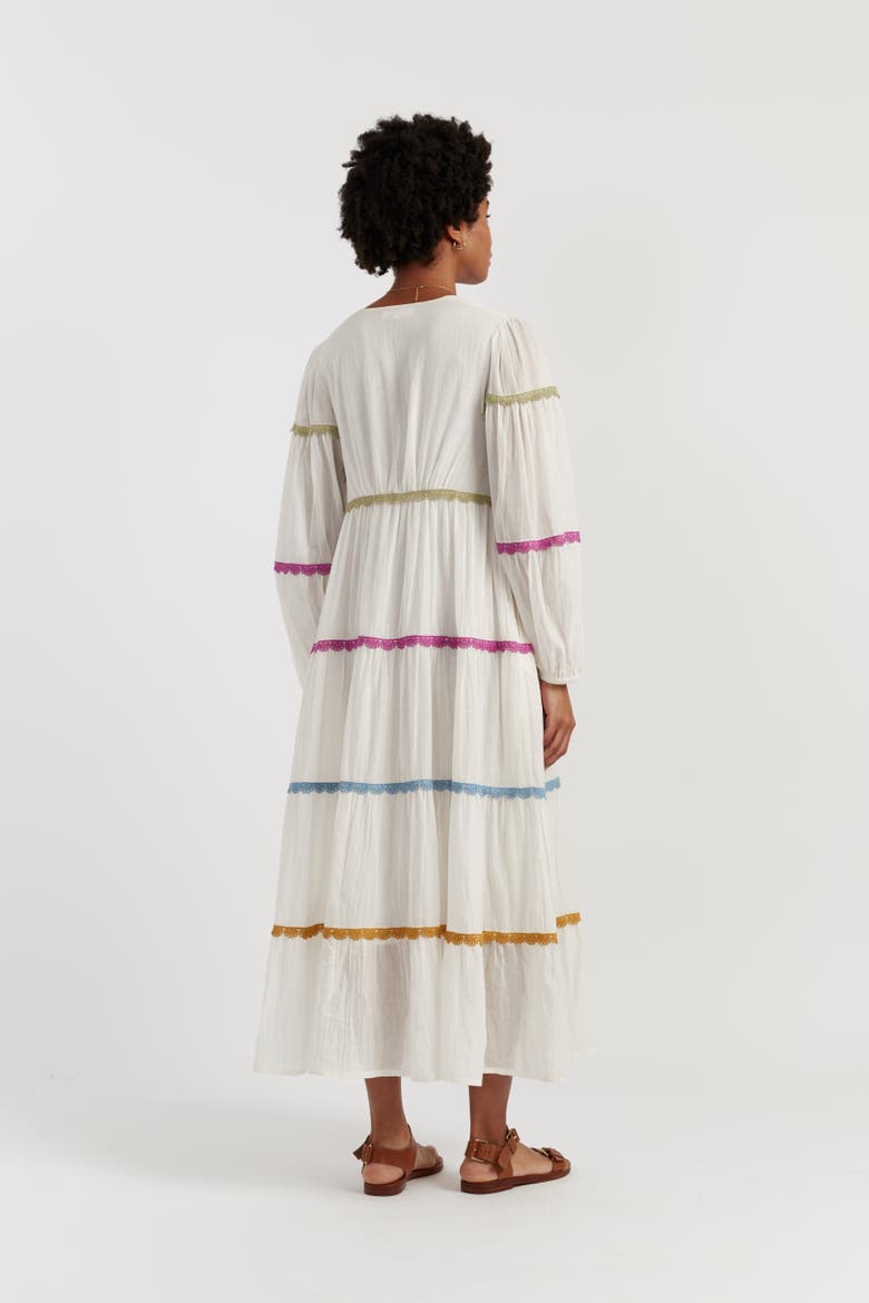 Cotton Rainbow Scallop Dress, Alternate, color, Cream