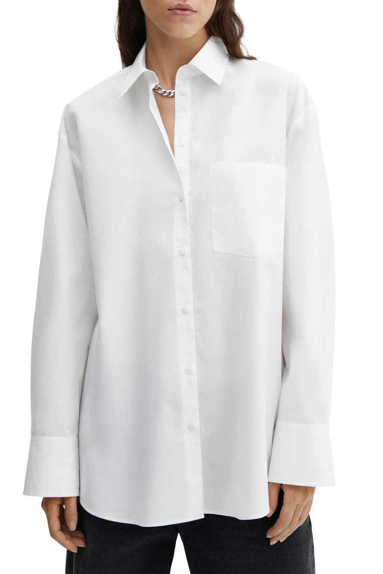 Juanes Oversize Button-Up Shirt, Main, color, WHITE