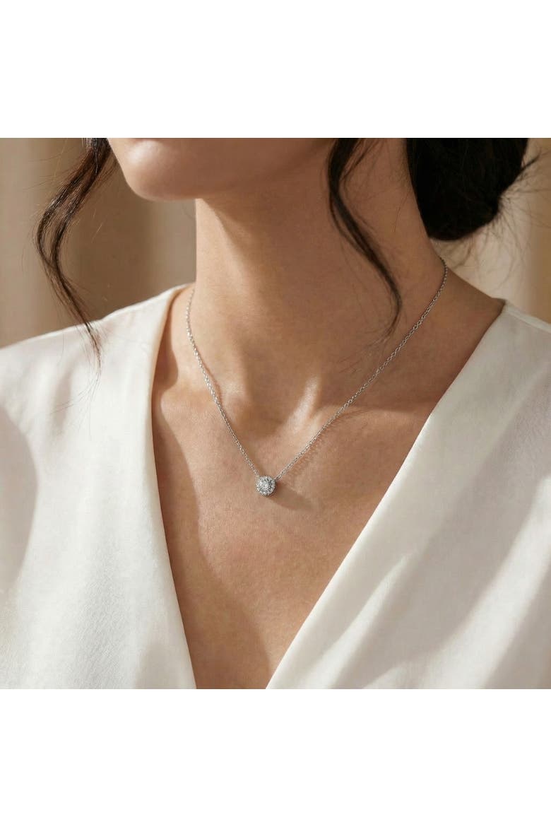1/2ct Diamond Halo Pendant 14K Gold Lab Grown, Alternate, color, 14k White Gold