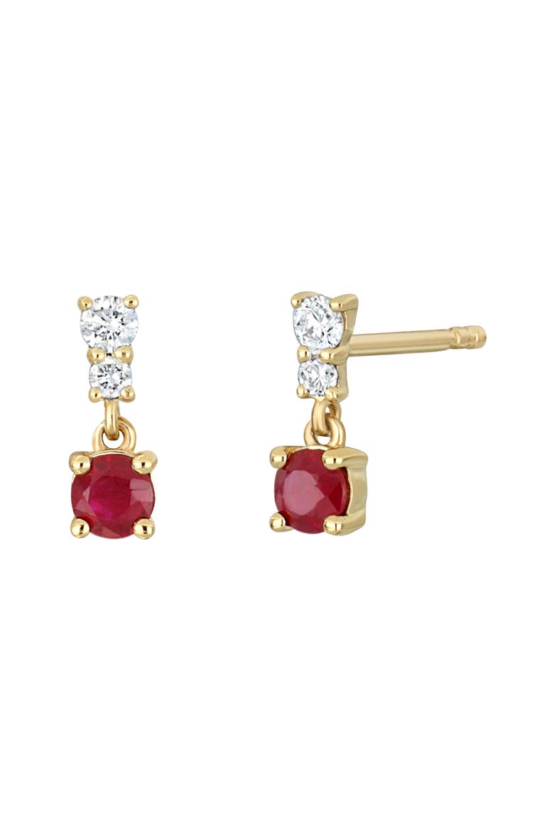 El Mar Ruby & Diamond Pavé Drop Earrings, Main, color, 18KY 4DI0.09 2RB0.27