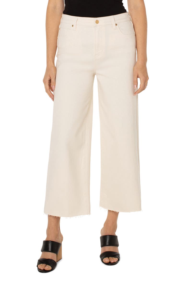 Stride High Waist Raw Hem Wide Leg Jeans, Main, color, SEASIDE DUNES