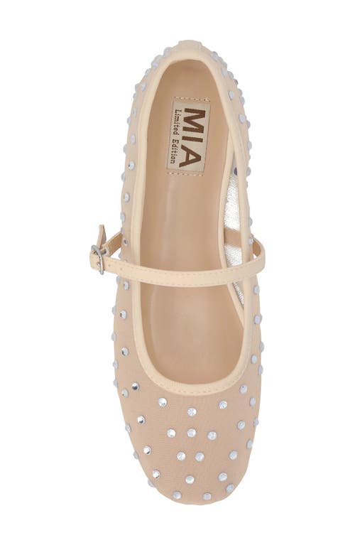 Mia Kerra Rhinestone Stud Ballet Flat In Natural