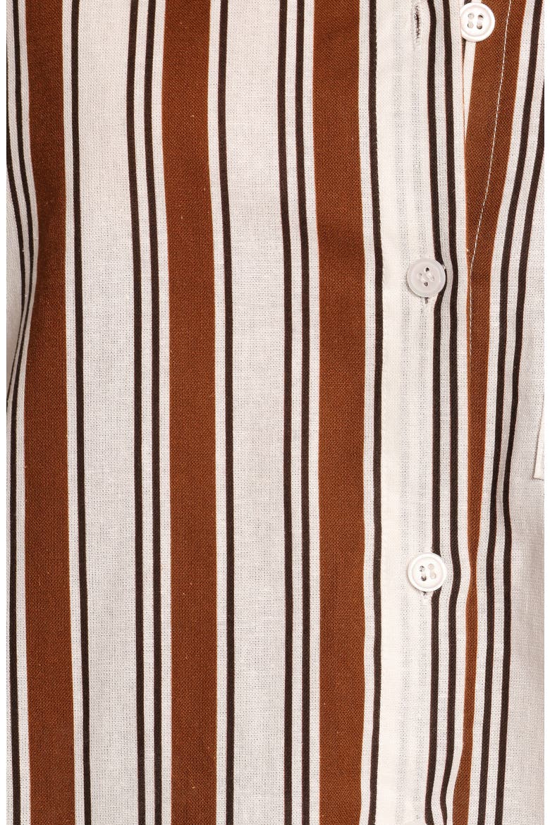 Thalia Stripe Cotton & Linen Button-Up Shirt, Alternate, color, CHOCOLATE STRIPE