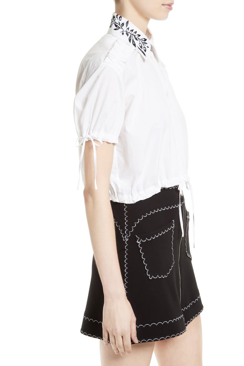 Alexander McQueen Drawstring Crop Top, Alternate, color, WHITE